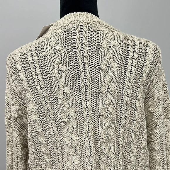 NWT MANGO Women’s Knitted Braided Sweater color Sand size Large - Picture 8 of 12